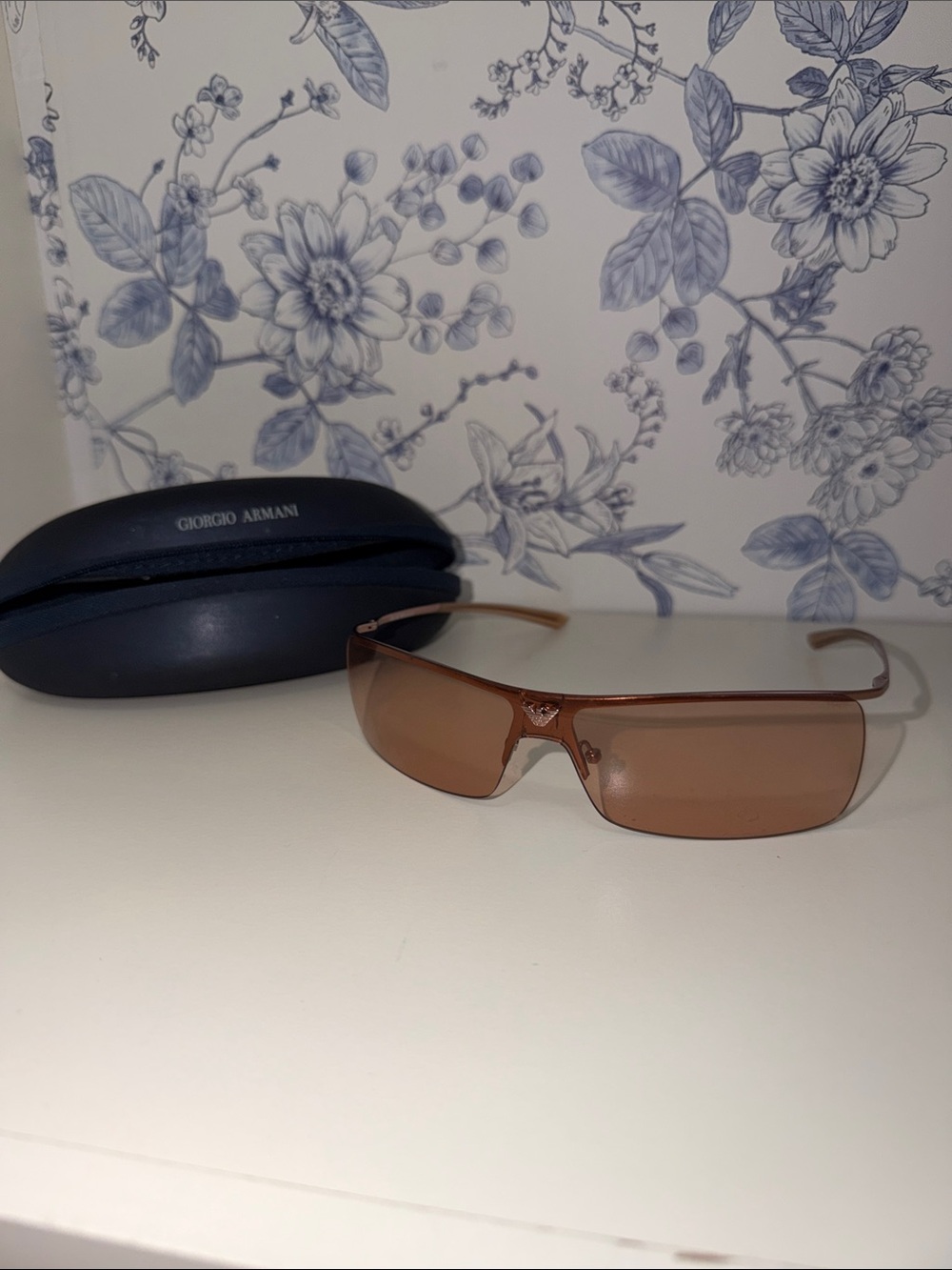 Emporio Armani EA9134/S Vintage Y2K Shield Sunglasses Brown Tinted Oversized